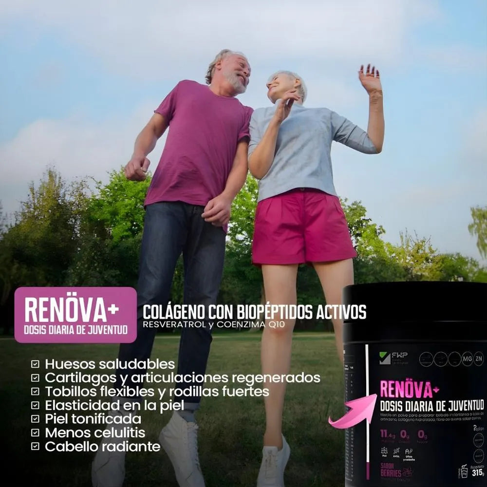 RENÖVA+ COLÁGENO HIDROLIZADO con Biopéptidos Activos Piel Firme, Cabello y Uñas